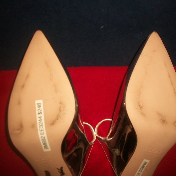 NWT J.Crew Colette Silver-Leather Pointy Side-Button-Strap Pumps Made in Italy - Picture 9 of 10